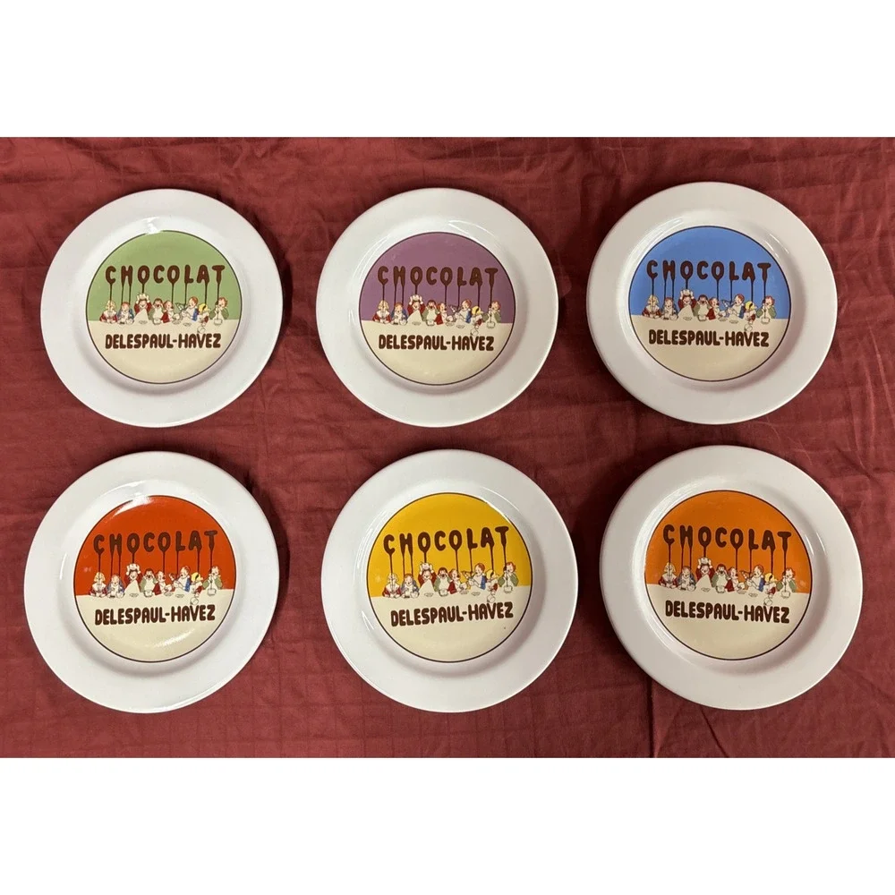POTTERY BARN Chocolat Delespaul-Havez Ceramic Chocolate Dessert Plates Set of 6